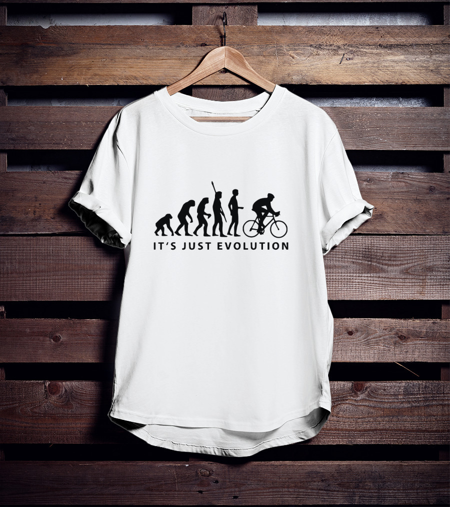 It's Just Evolution Silhouette Of Cycling Through Human History T-Shirt