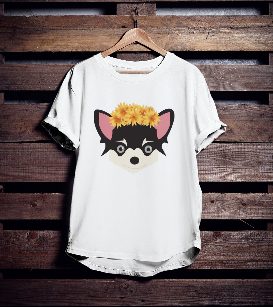 Chihuahua With Crown Of Yellow Flowers T-Shirt