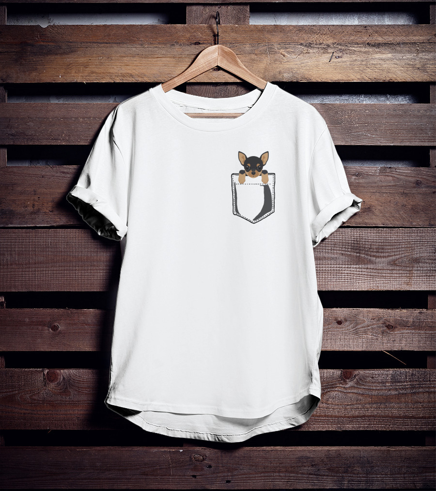 Pocket Chihuahua Cute Dog In Black Fabric Pocket T-Shirt