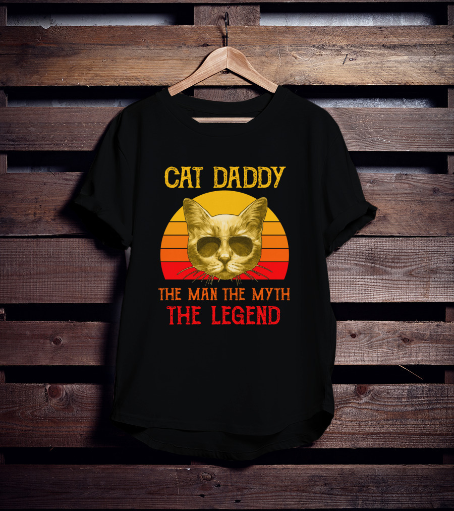Cat Daddy The Man The Myth The Legend Retro Sunglasses Cat T-Shirt