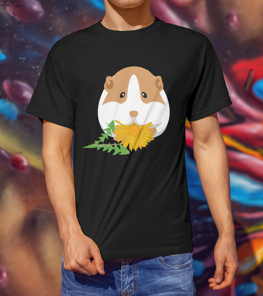 Guinea Pig With Dandelion And Green Leaves T-Shirt