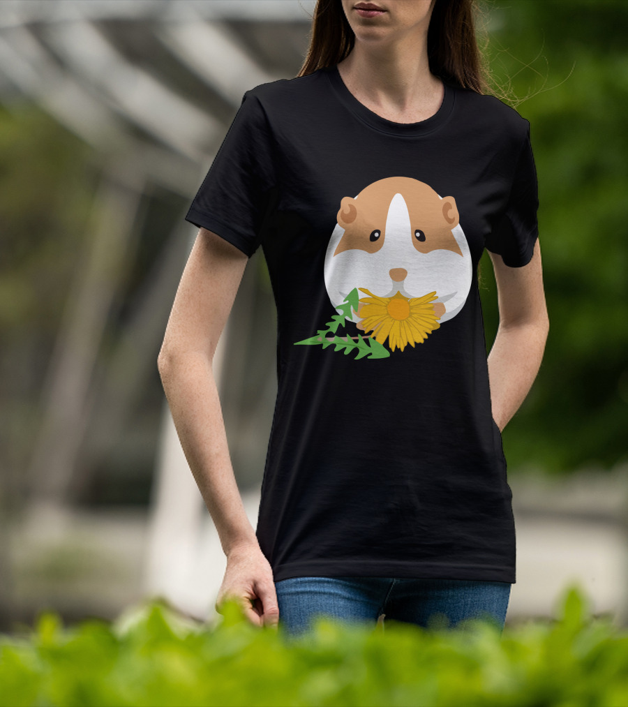 Guinea Pig With Dandelion And Green Leaves T-Shirt