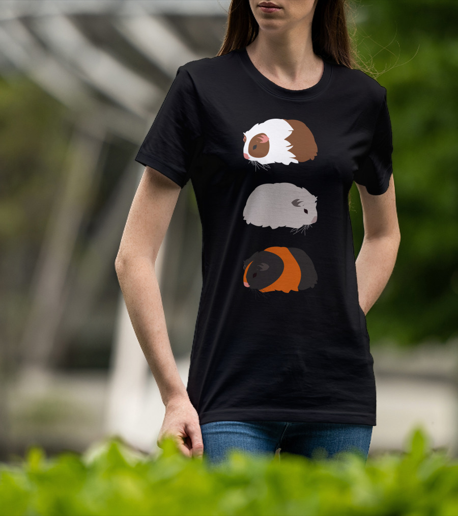 Guinea Pigs Trio Brown White Gray Colorful T-Shirt