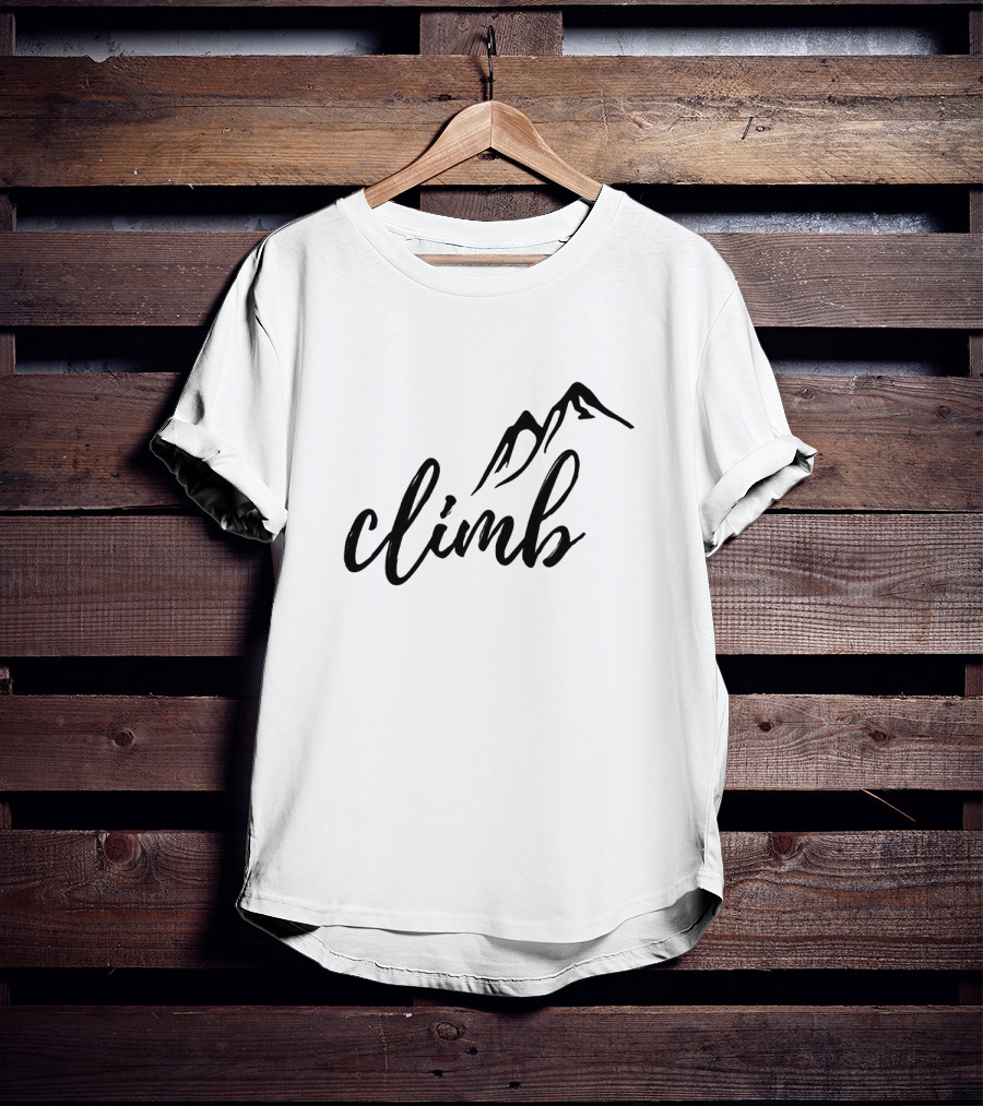 Climb The Tallest Mountain Illustration With Minimalist Mountain T-Shirt