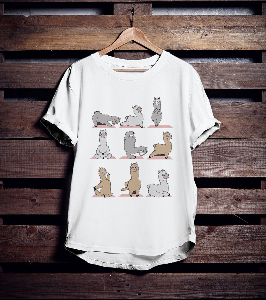 Yoga Poses With Adorable Llamas T-Shirt