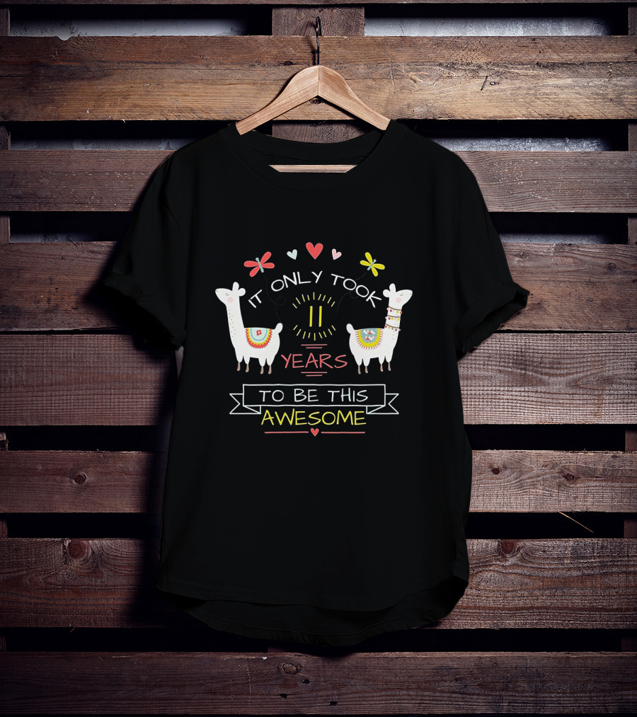 Llama Squad It Only Took 11 Years To Be This Awesome Hearts And Butterflies T-Shirt