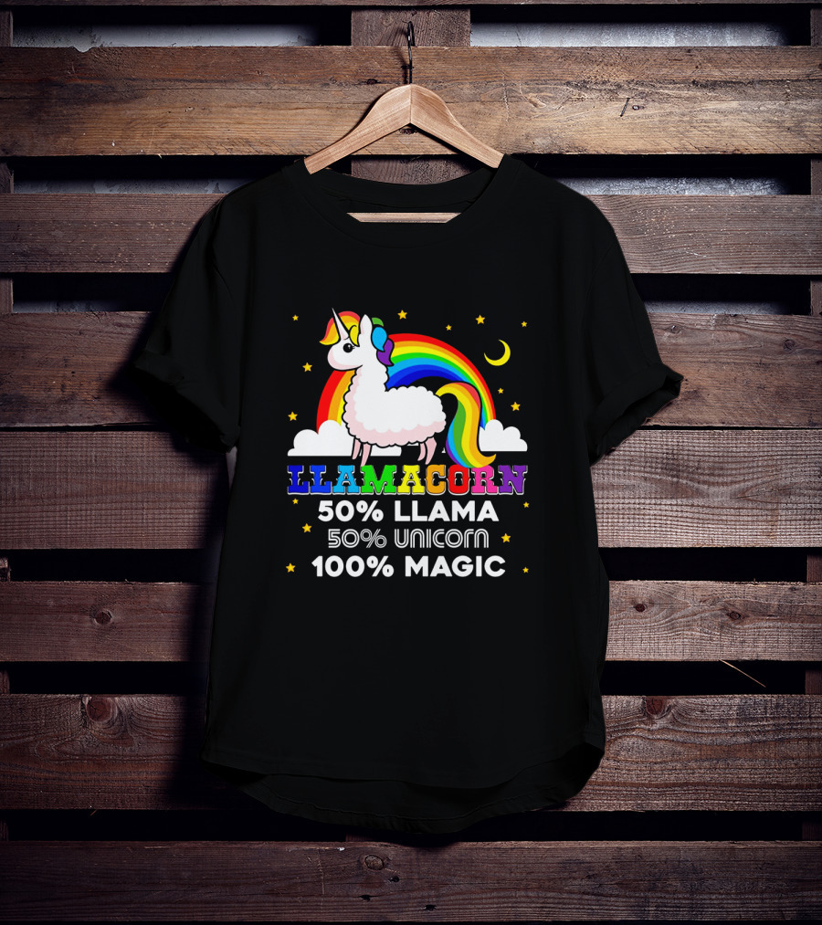 Llamacorn Rainbow Magic 50% Llama 50% Unicorn 100% Magic T-Shirt