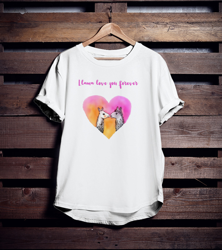 Llama Love You Forever Heart With Two Llamas T-Shirt