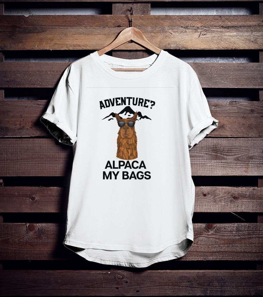 Adventure Alpaca My Bags Funny Mountain Trip Llama With Sunglasses T-Shirt