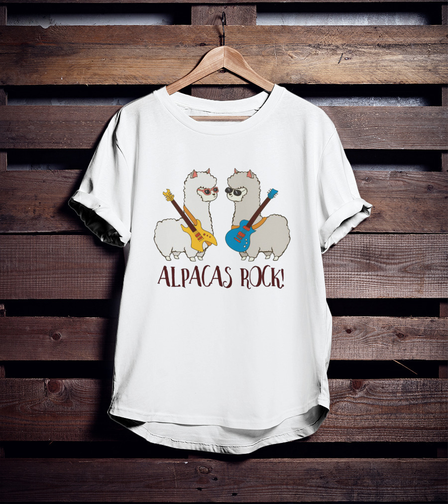 Alpacas Rock Funny Love With Cute Guitar-Playing Alpacas T-Shirt