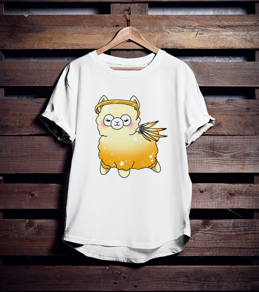 Alpaca Mercy Angelic Winged Halo Fantasy Character T-Shirt