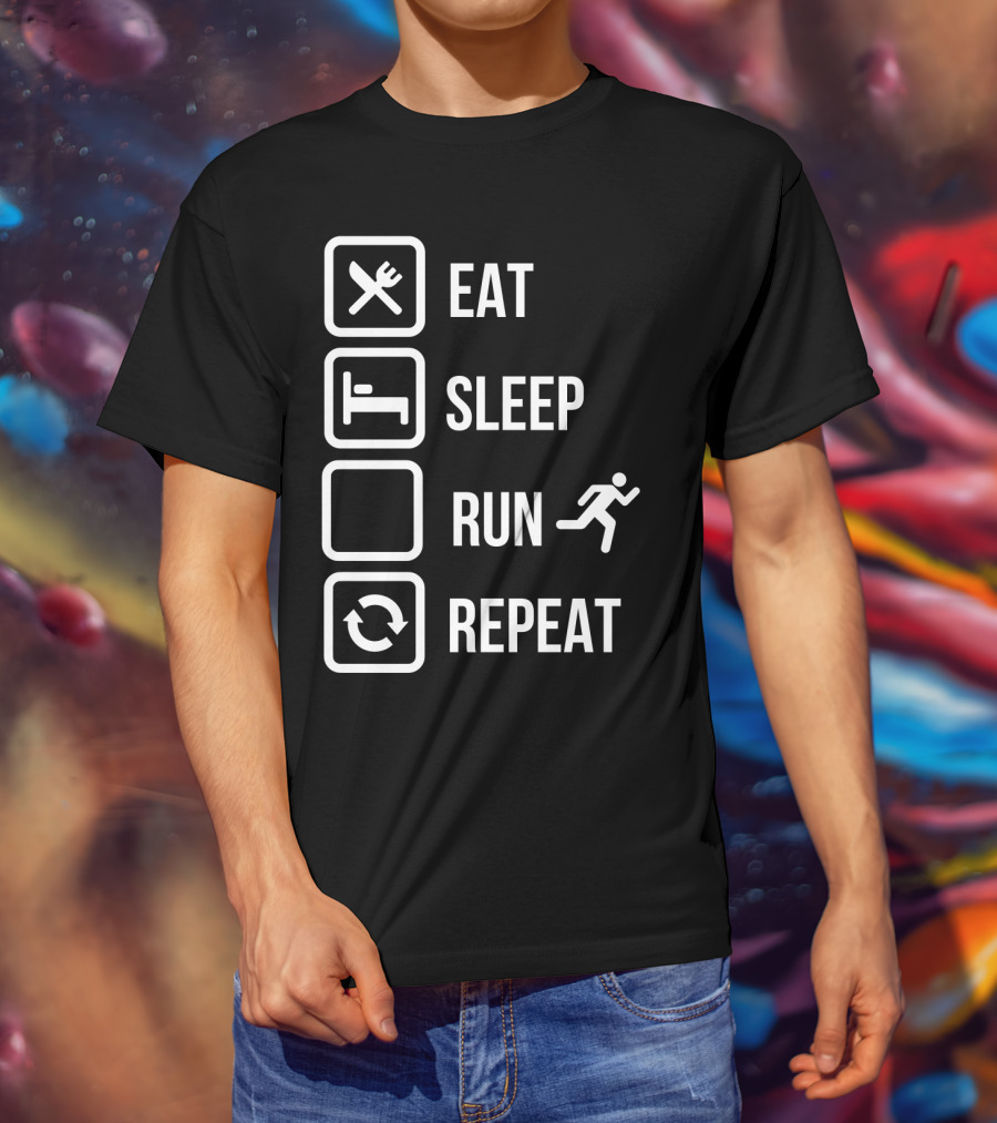 Eat Sleep Run Repeat With Iconic Activity Sequence T-Shirt