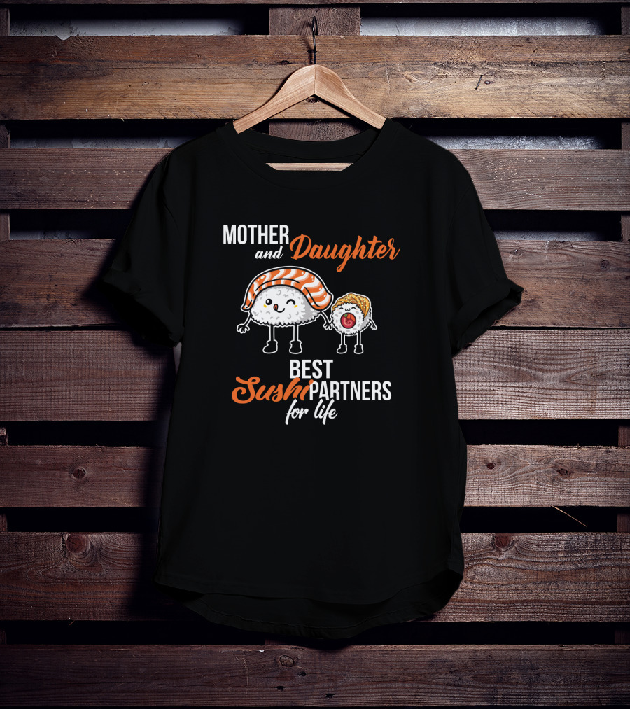 Mother And Daughter Best Sushi Partners For Life Cute Sushi Characters T-Shirt