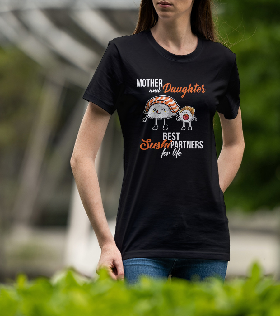 Mother And Daughter Best Sushi Partners For Life Cute Sushi Characters T-Shirt