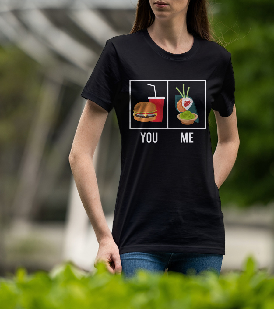Sushi Sushi You Me Burger Drink Fun Contrast T-Shirt