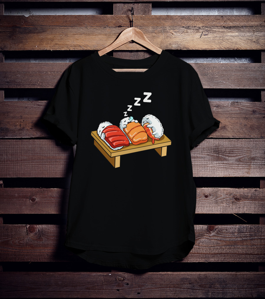 Sushi Sleep Zzz Cartoon Sushi Nigiri On Wooden Board With Sleeping Z's T-Shirt