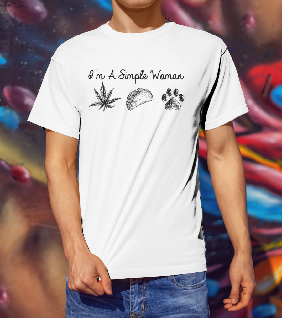 I'm A Simple Woman Tacos Cannabis Paw Prints T-Shirt