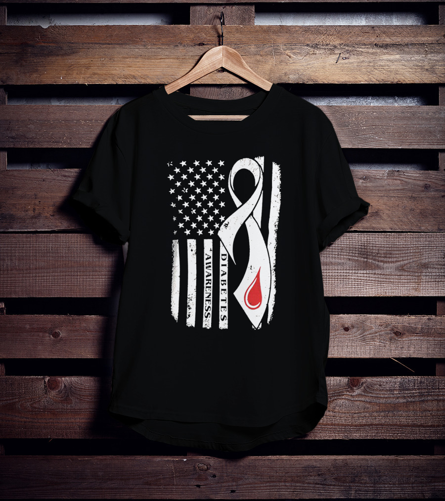 USA Flag Diabetes Awareness T-Shirt