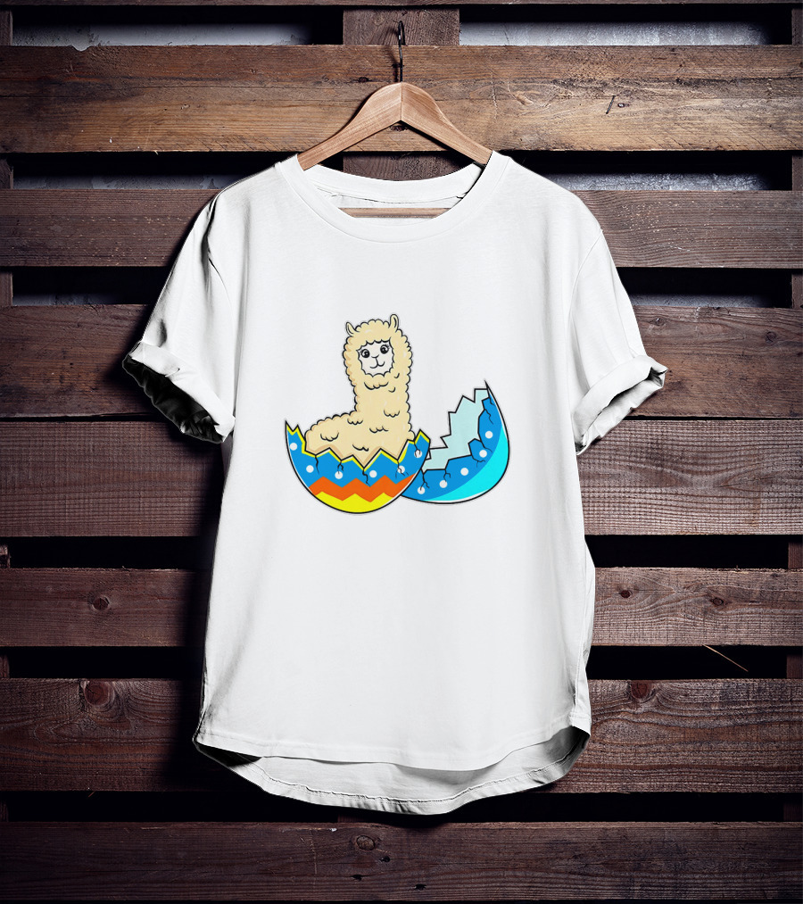 Llama Hatching From Easter Egg T-Shirt