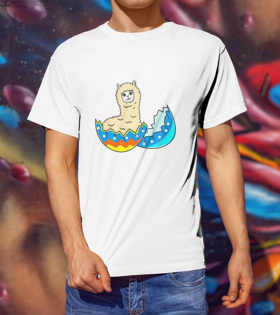 Llama Hatching From Easter Egg T-Shirt