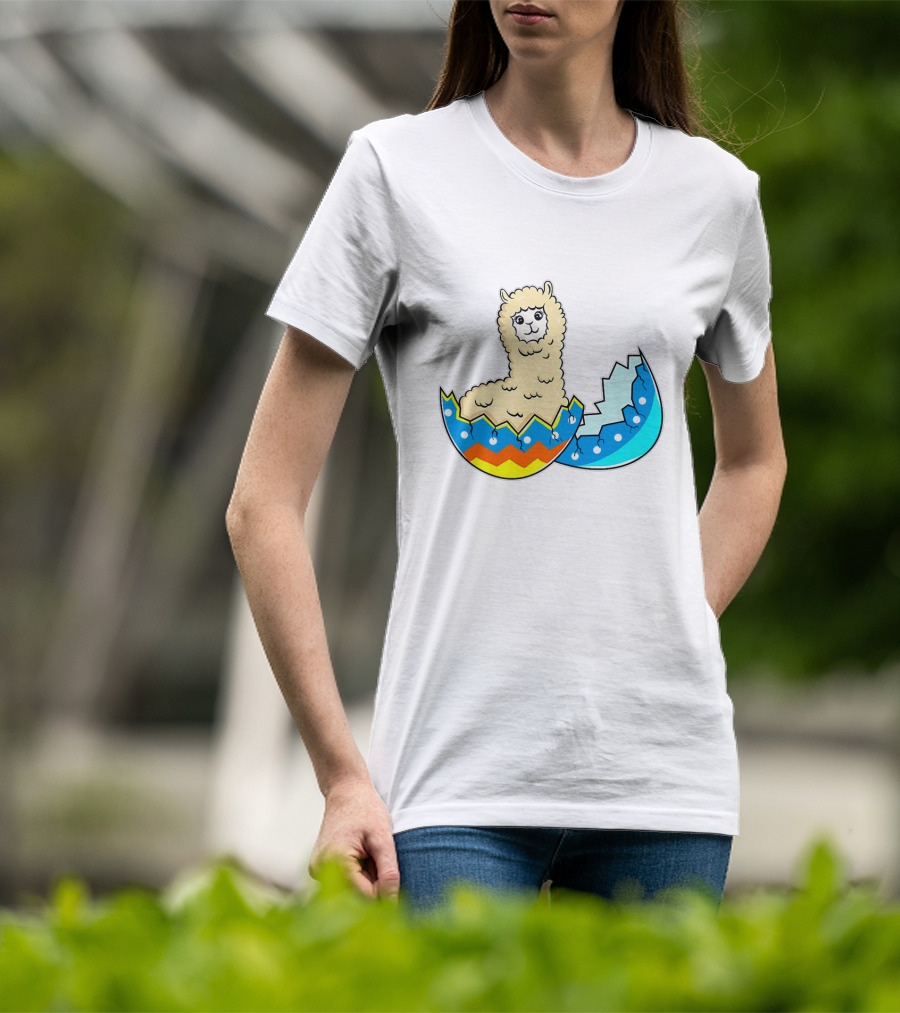 Llama Hatching From Easter Egg T-Shirt