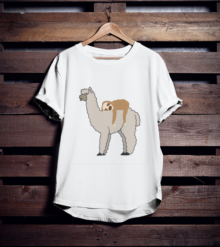 Adorable Sloth Laying On A Llama T-Shirt