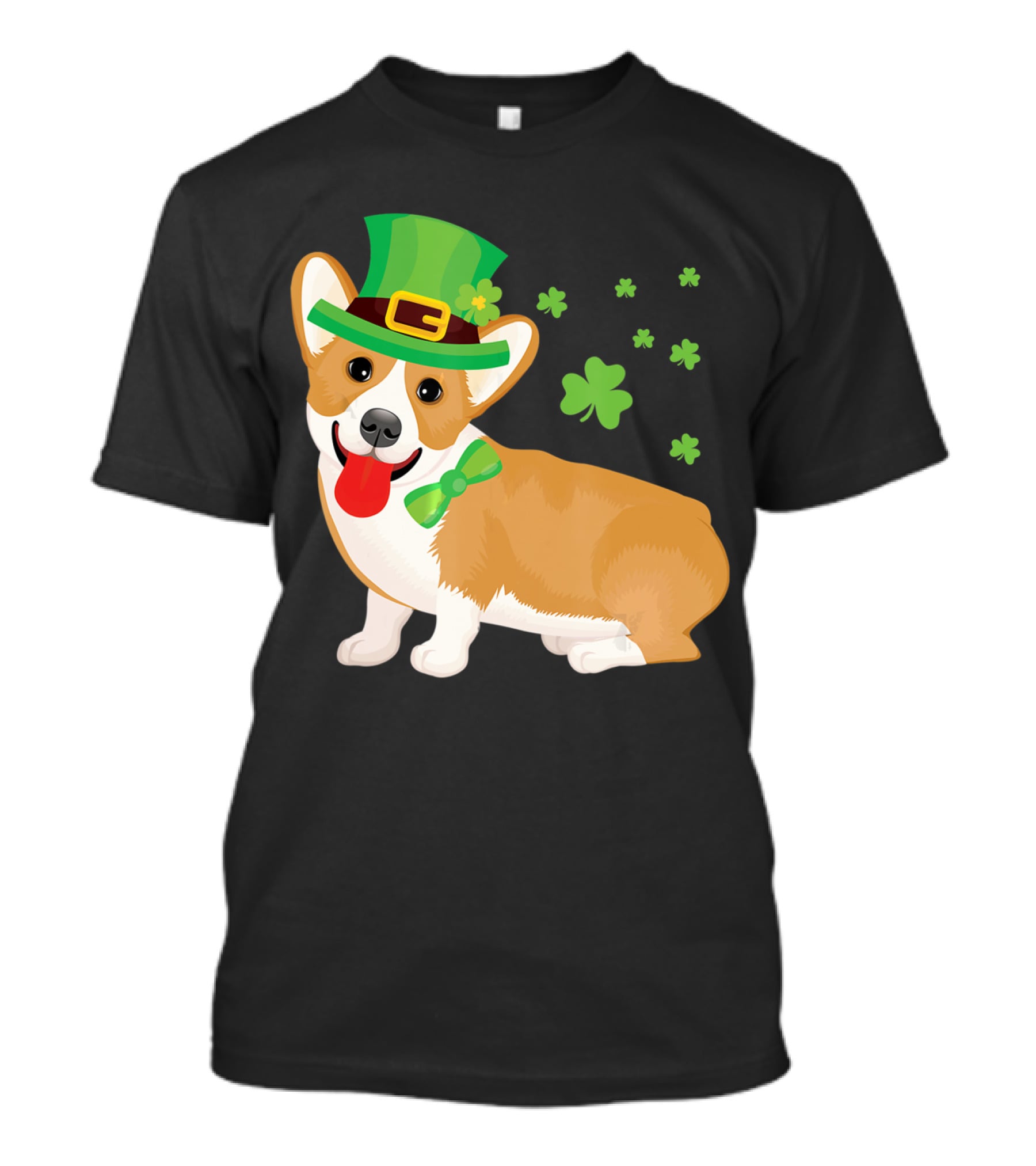 Corgi St Patrick's Day Lucky Shamrocks And Green Leprechaun Hat T-Shirt