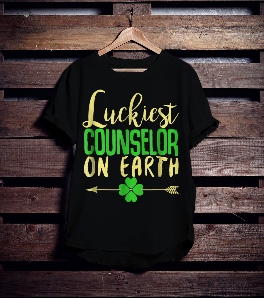 Luckiest Counselor On Earth Lucky School Shamrock Arrow T-Shirt