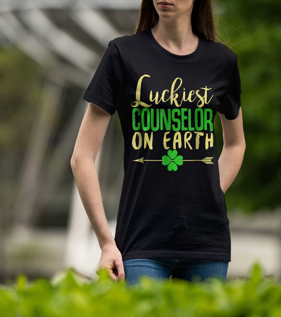 Luckiest Counselor On Earth Lucky School Shamrock Arrow T-Shirt