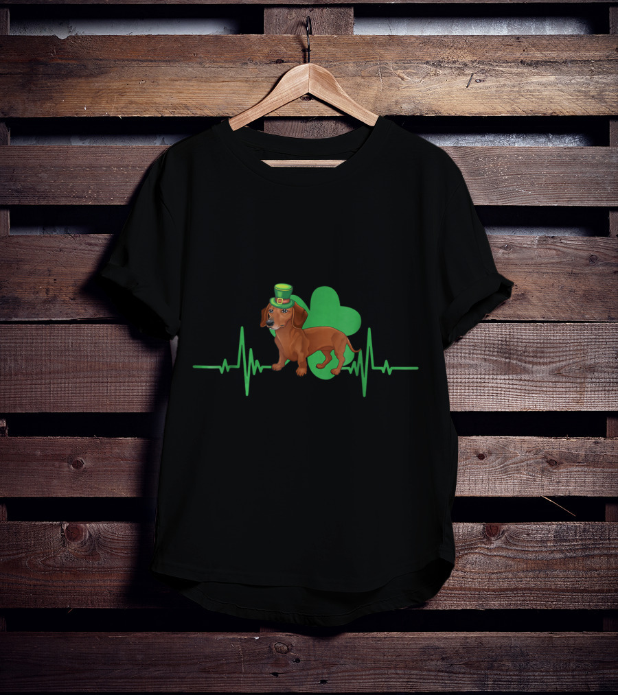 Dachshund Dog Heartbeat Clover St. Patrick's Day Hat T-Shirt