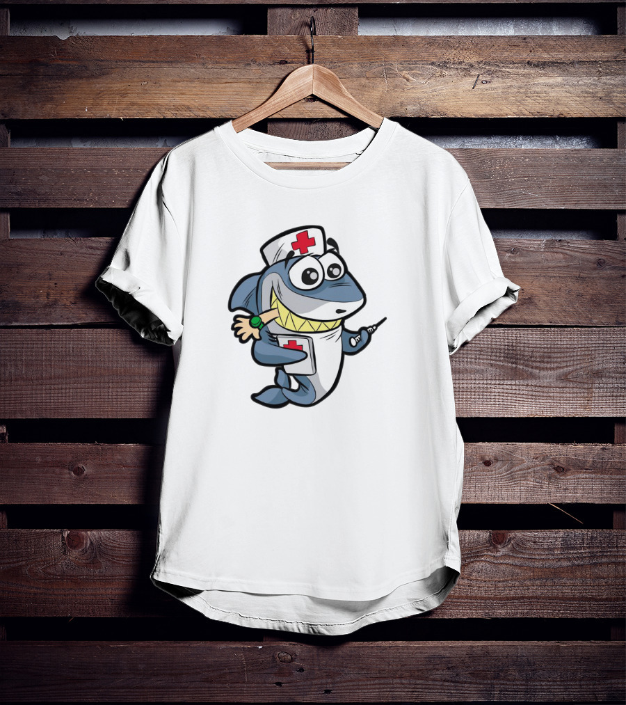NURSE SHARK Doctor Medicine Hospital Syringe Comic Cartoon T-Shirt