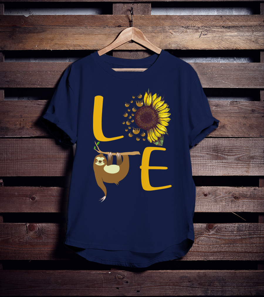 Love Sunflower Sloth Bees T-Shirt
