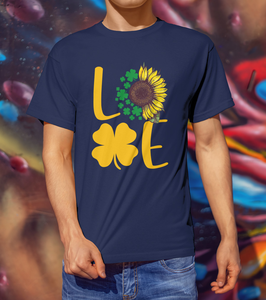 Love Sunflower Four-Leaf Clover T-Shirt