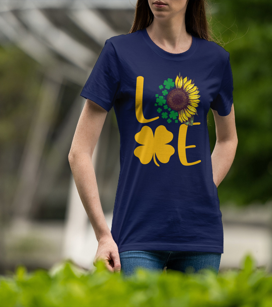 Love Sunflower Four-Leaf Clover T-Shirt