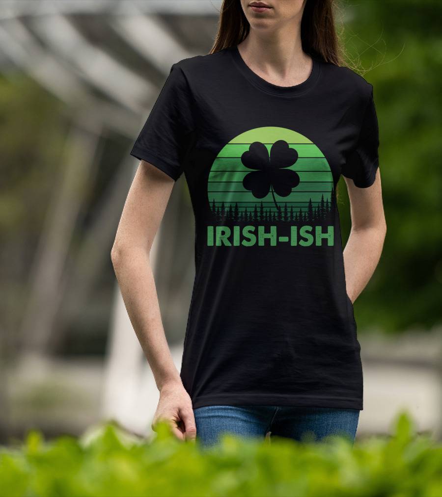 IRISH-ISH Shamrock Sunset Forest Lines T-Shirt