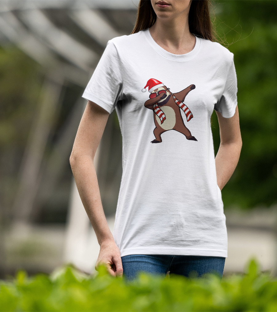 Dabbing Sloths Santa Claus Christmas Dance T-Shirt