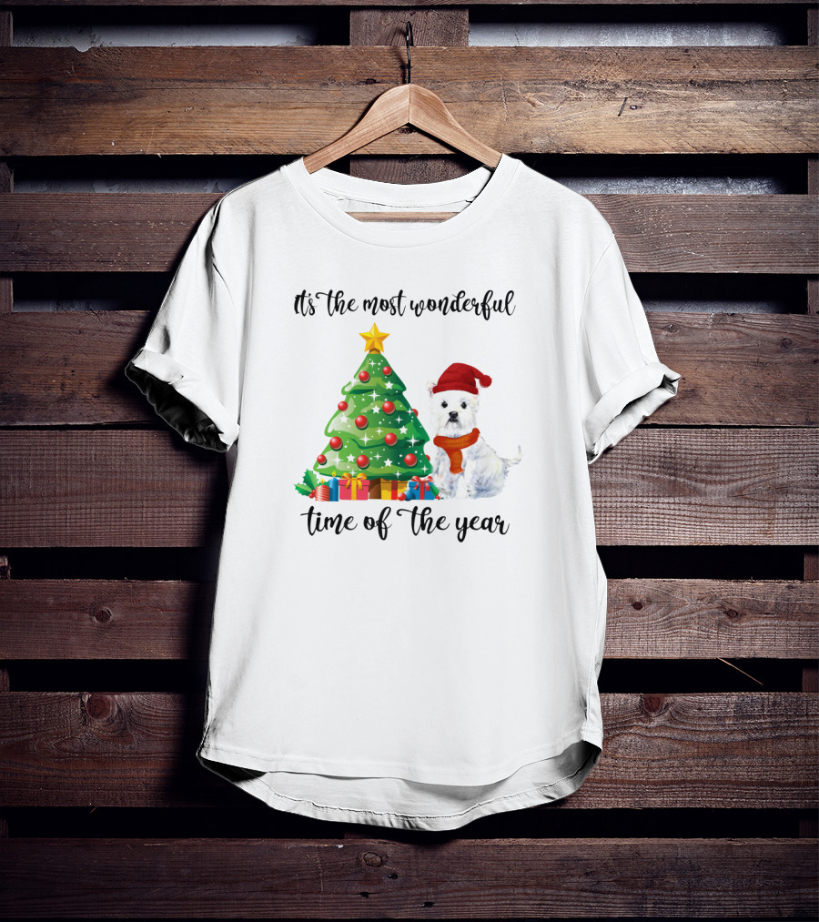 It's The Most Wonderful Time Of The Year Christmas Tree And Dog T-Shirt