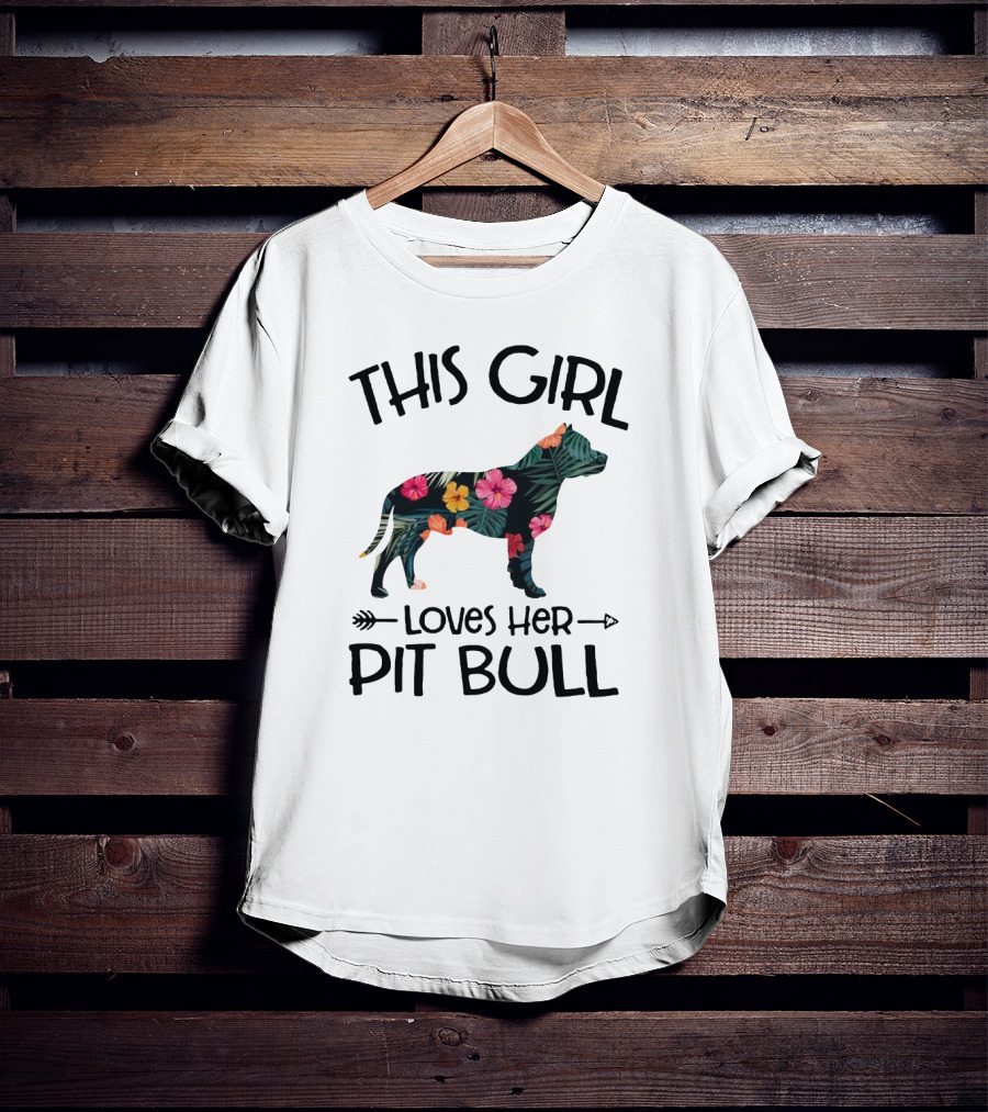 This Girl Loves Her Pit Bull Floral Dog T-Shirt