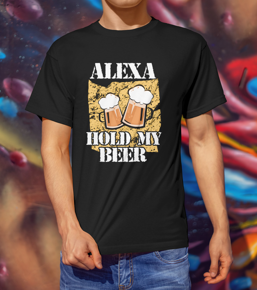 ALEXA HOLD MY BEER Two Beer Mugs Iconic T-Shirt