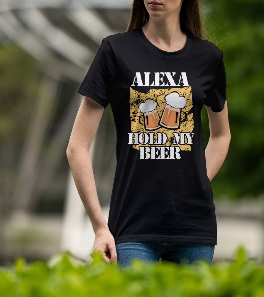 ALEXA HOLD MY BEER Two Beer Mugs Iconic T-Shirt