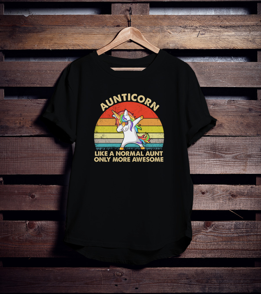Aunticorn Like A Normal Aunt Only More Awesome Rainbow Dab Unicorn T-Shirt