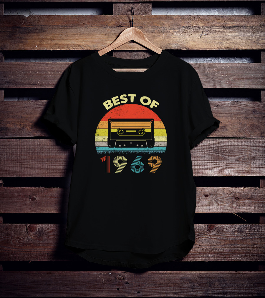 Best Of 1969 Retro Cassette Tape Vintage Stripes T-Shirt