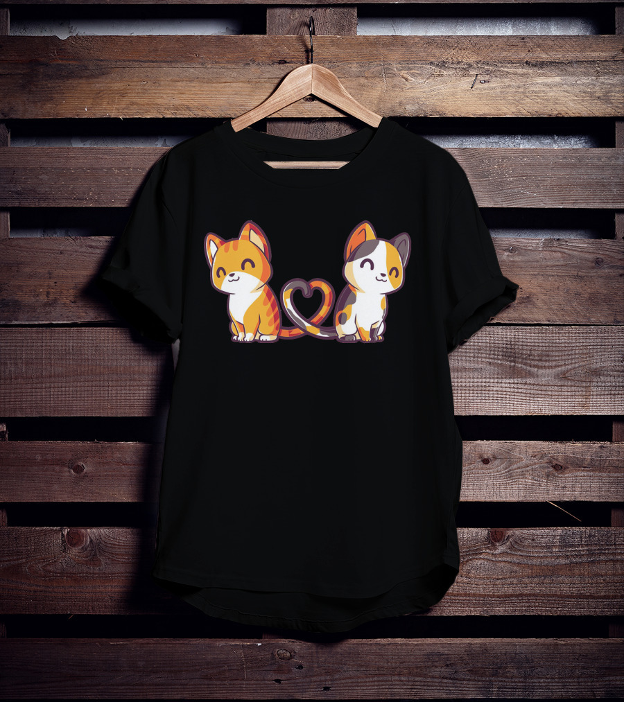 Smiling Cats With Heart-Shaped Tails T-Shirt