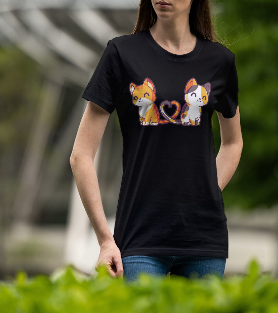 Smiling Cats With Heart-Shaped Tails T-Shirt