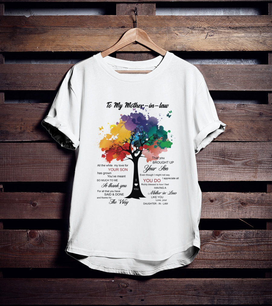 To My Mother-in-Law Mother’s Day Birthday Gift Idea From Daughter-in-Law Richly Blessed Colorful Tree T-Shirt