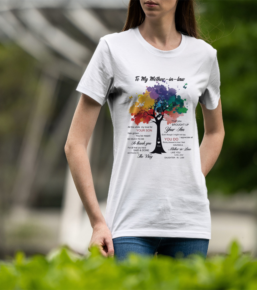 To My Mother-in-Law Mother’s Day Birthday Gift Idea From Daughter-in-Law Richly Blessed Colorful Tree T-Shirt