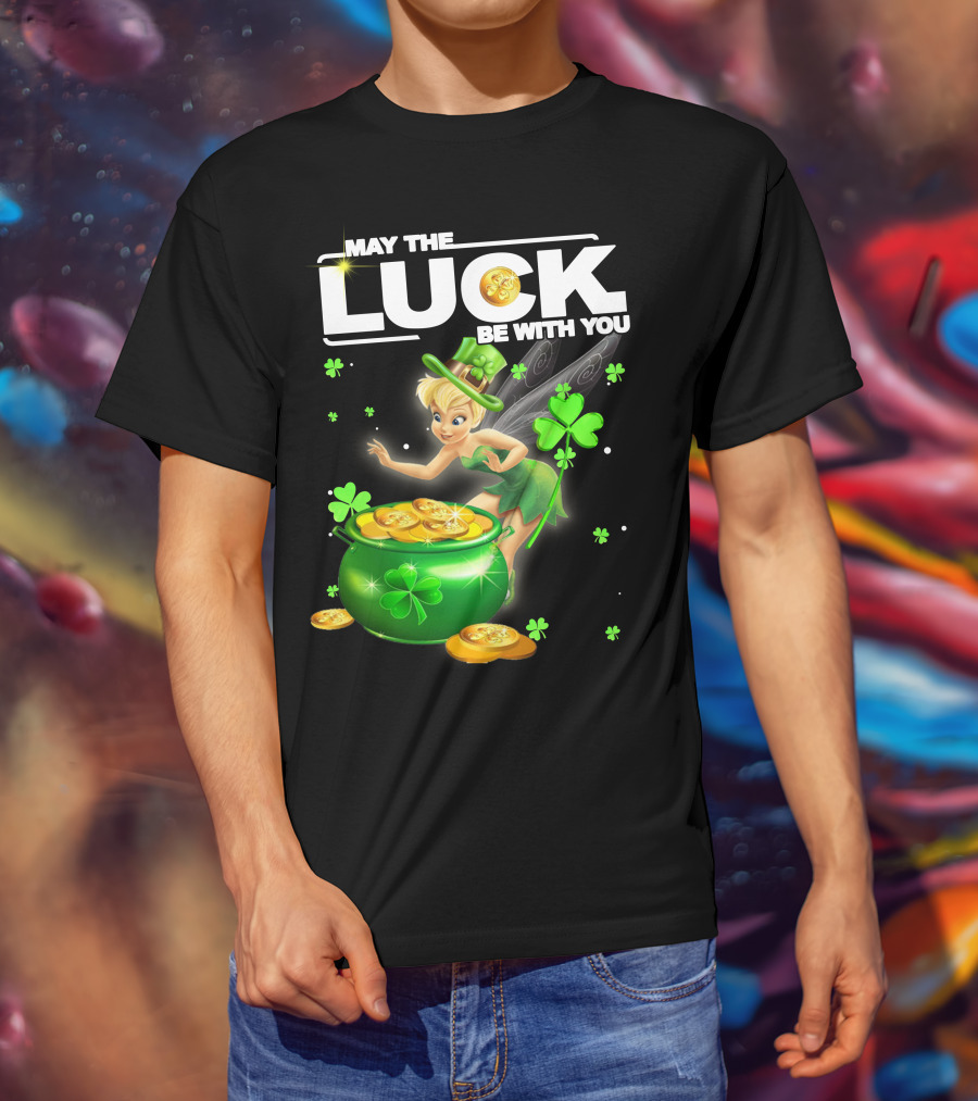 May The Luck Be With You Tinkerbell Coins Green T-Shirt