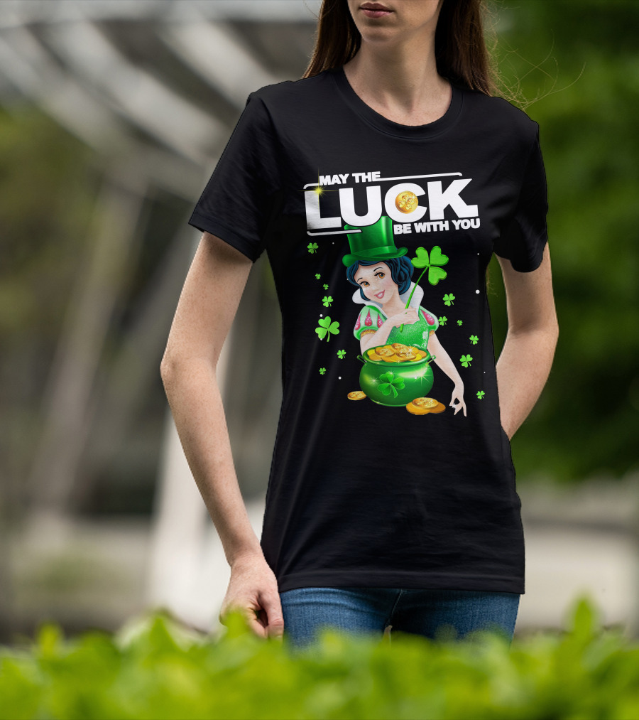 May The Luck Be With You Snow White Pot Of Gold And Shamrocks T-Shirt