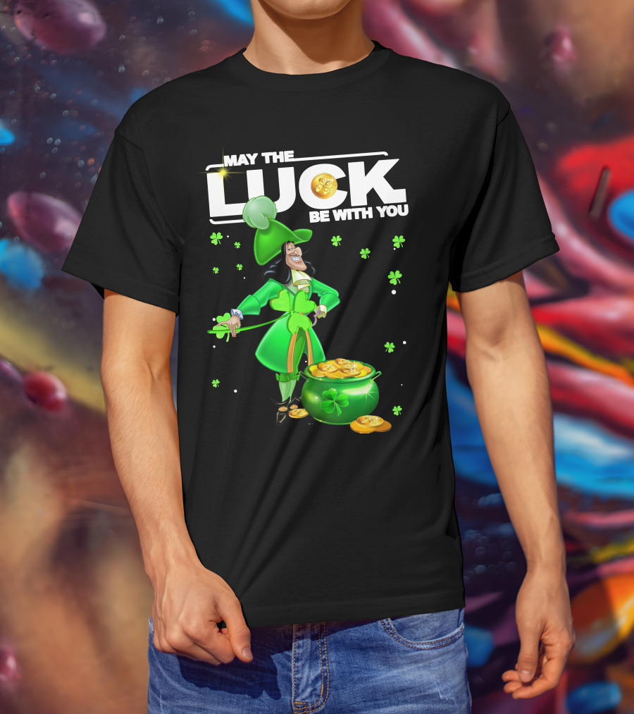 May The Luck Be With You Hook Luck Captain Green Coins Shamrock Pot T-Shirt