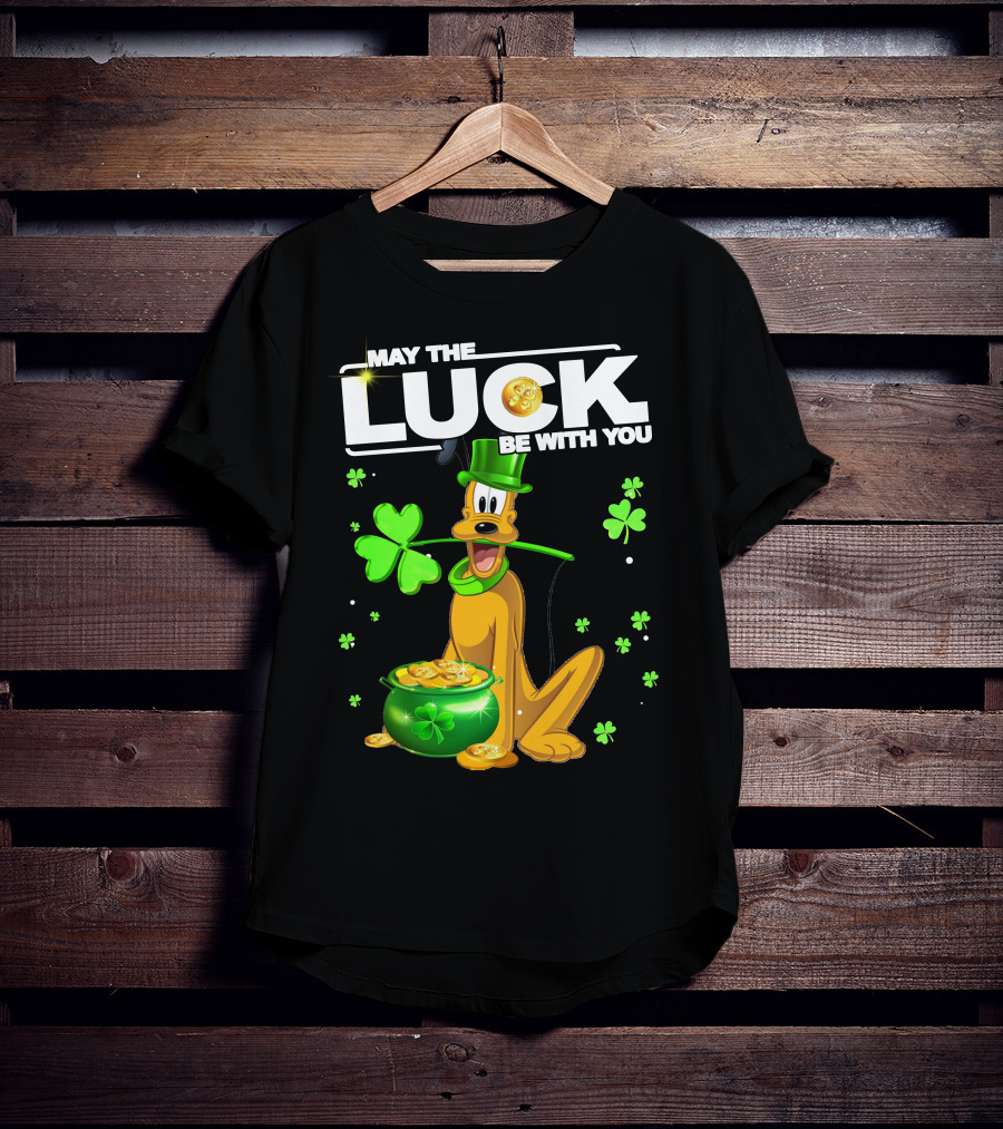 May The Luck Be With You Pluto St. Patrick's Day Coins And Shamrocks T-Shirt